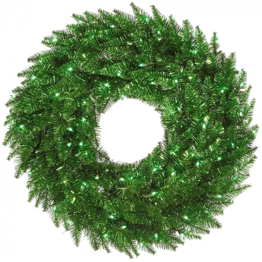 Green Tinsel Wreath For Christmas 2014