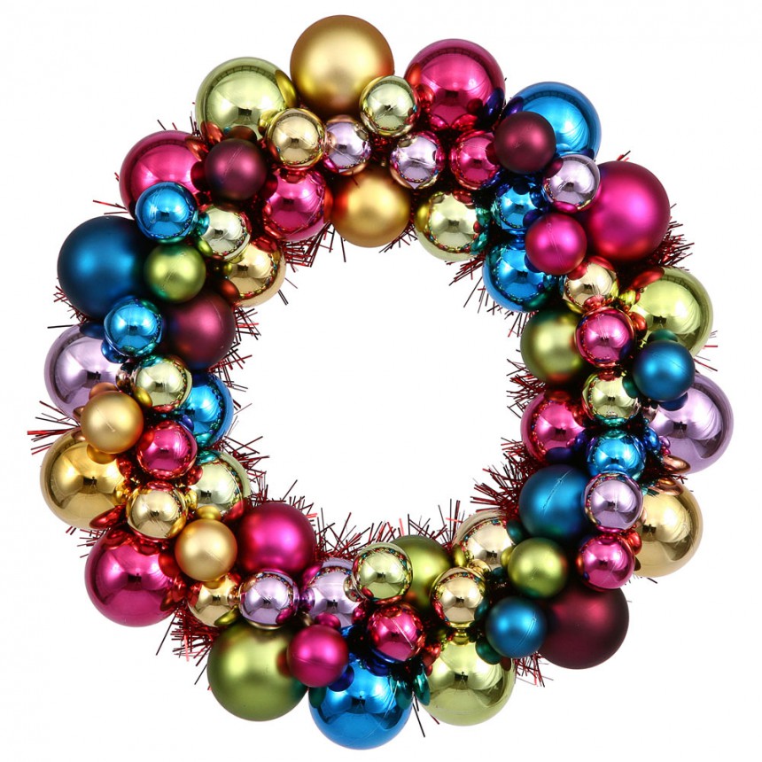 12 inch Ornament Ball Wreath For Christmas 2014