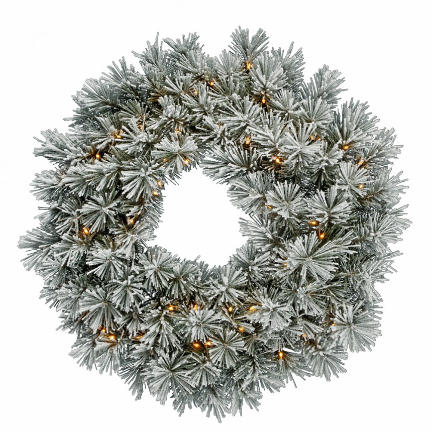 Frosted White Pine Wreath For Christmas 2014