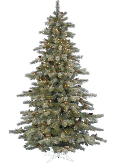 Vickerman 21614 - 7.5' x 57" Slightly Frosted Sartell Glittered 600 Clear Lights Christmas Tree (A111476) (Christmas Tree)