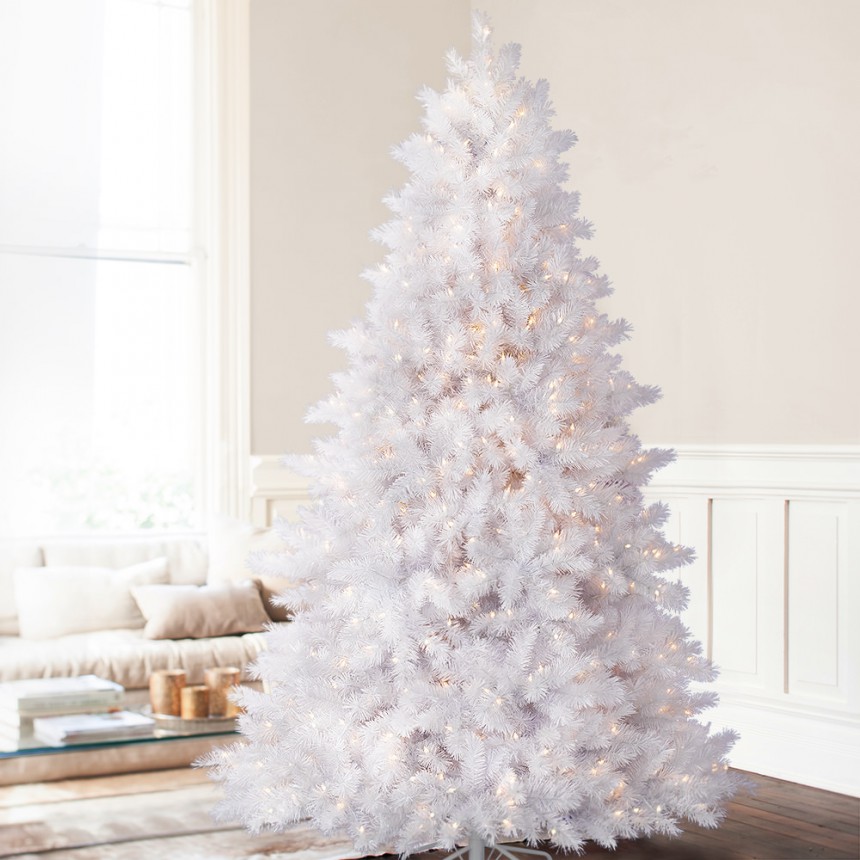 7.5' Balsam Hill Classic White Artificial Christmas Tree - Clear (Christmas Tree)