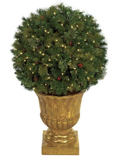 4 foot Pine Ball Christmas Tree: LED lights in Decorative Planter For Christmas 2014
