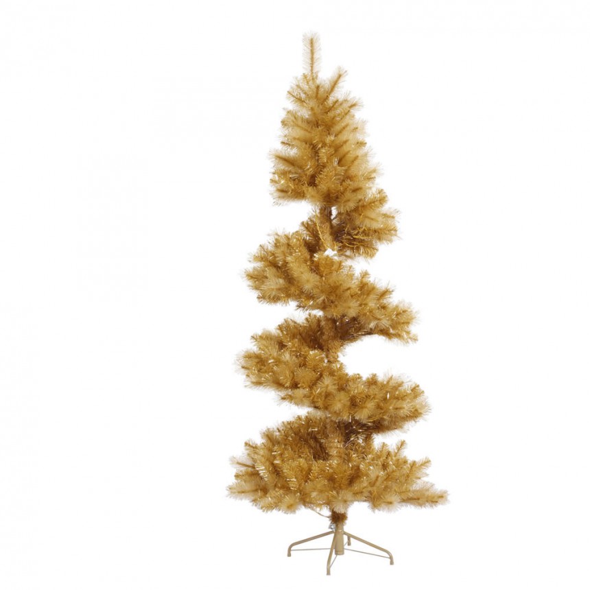 7 foot Gold Glitter Pine Spiral Christmas Tree For Christmas 2014