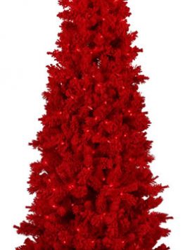 Vickerman 30465 - 6.5' x 37" Flocked Red 400 Red Lights Christmas Tree (K128068) (Christmas Tree)