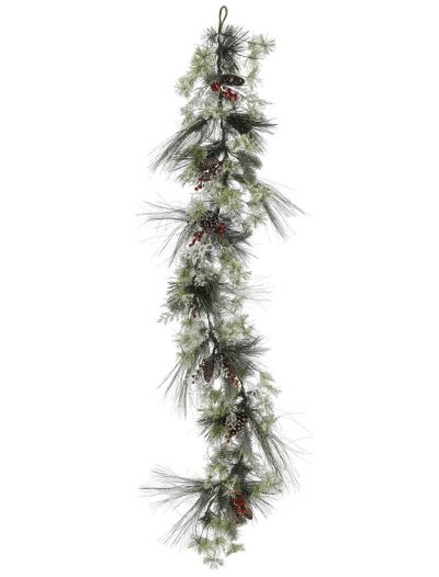 6 foot Frosted Ponderosa Bay Leaf Berry Twig Pine Christmas Garland For Christmas 2014