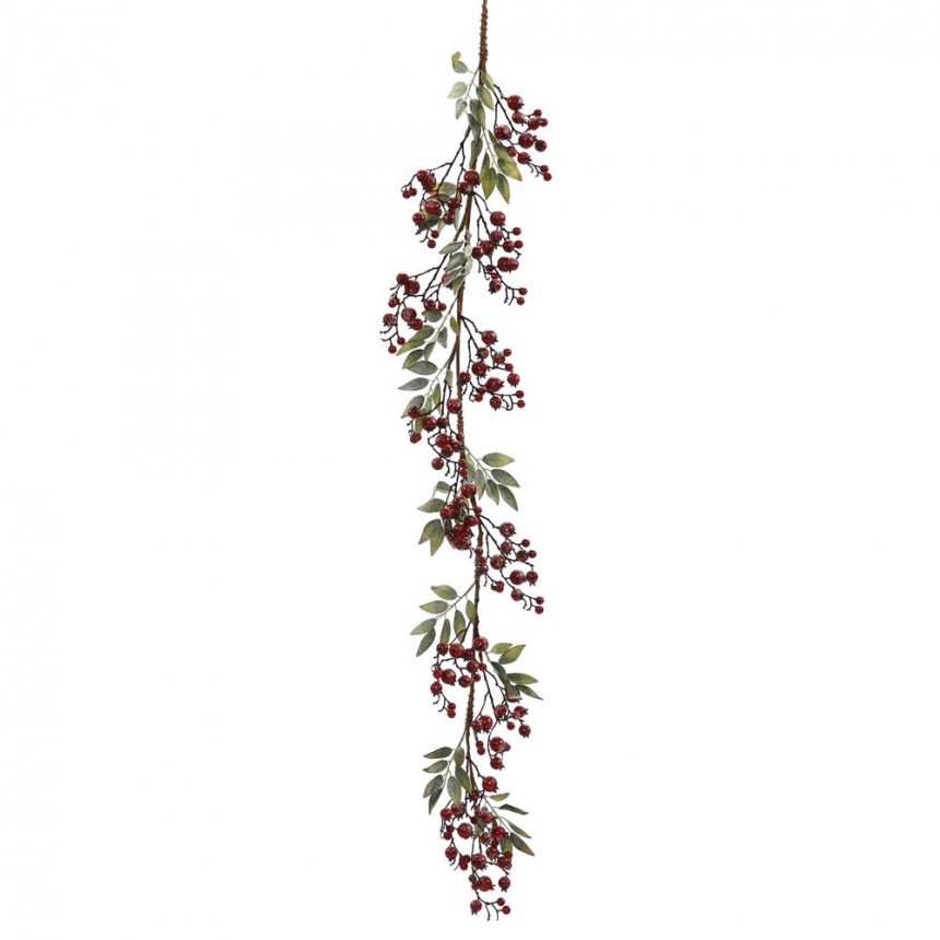 60 inch Red Icy Berry & Leaves Christmas Garland For Christmas 2014