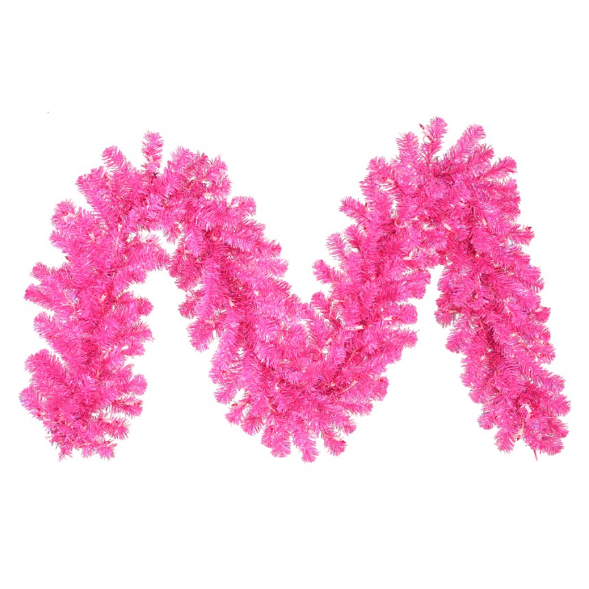 9 foot Hot Pink Wide Cut Garland For Christmas 2014