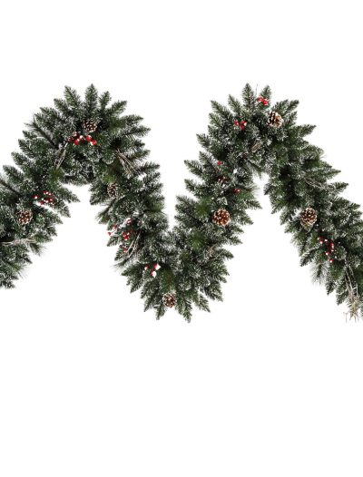 9 foot Snow Tip Pine Berry Garland For Christmas 2014