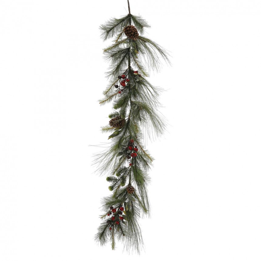 60 inch Mixed Red-Burgundy Berry and Pine Christmas Garland For Christmas 2014