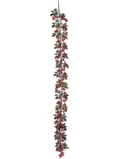 6 foot Red Crabapple Garland with Leaves: Set of (6) For Christmas 2014