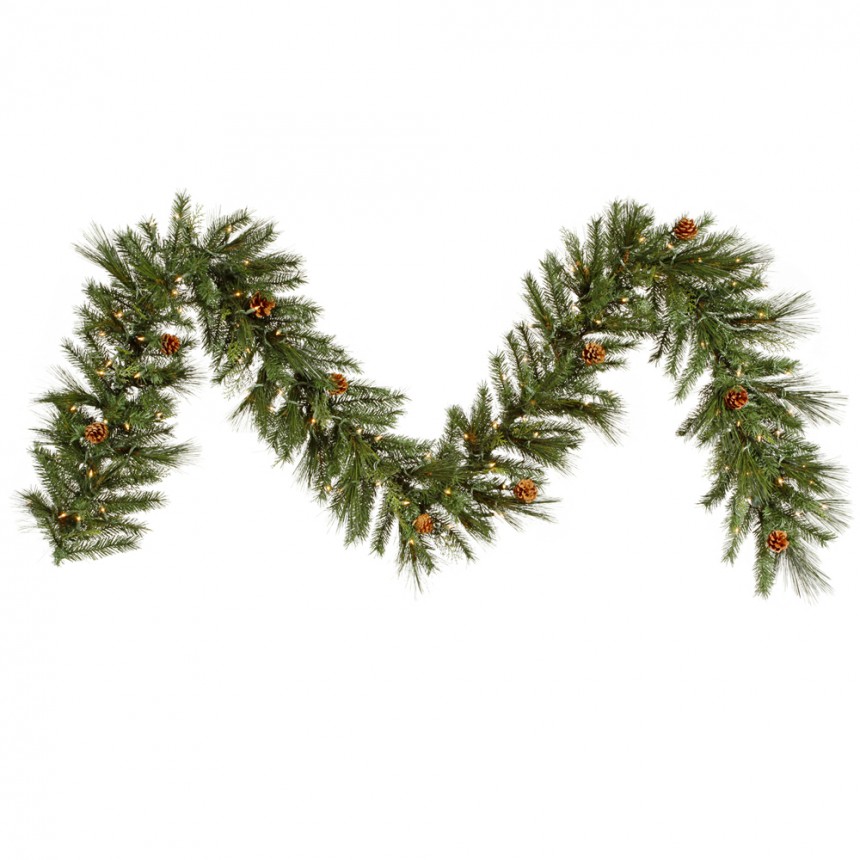 9 foot Pre-lit Manowa Mixed Pine Garland For Christmas 2014