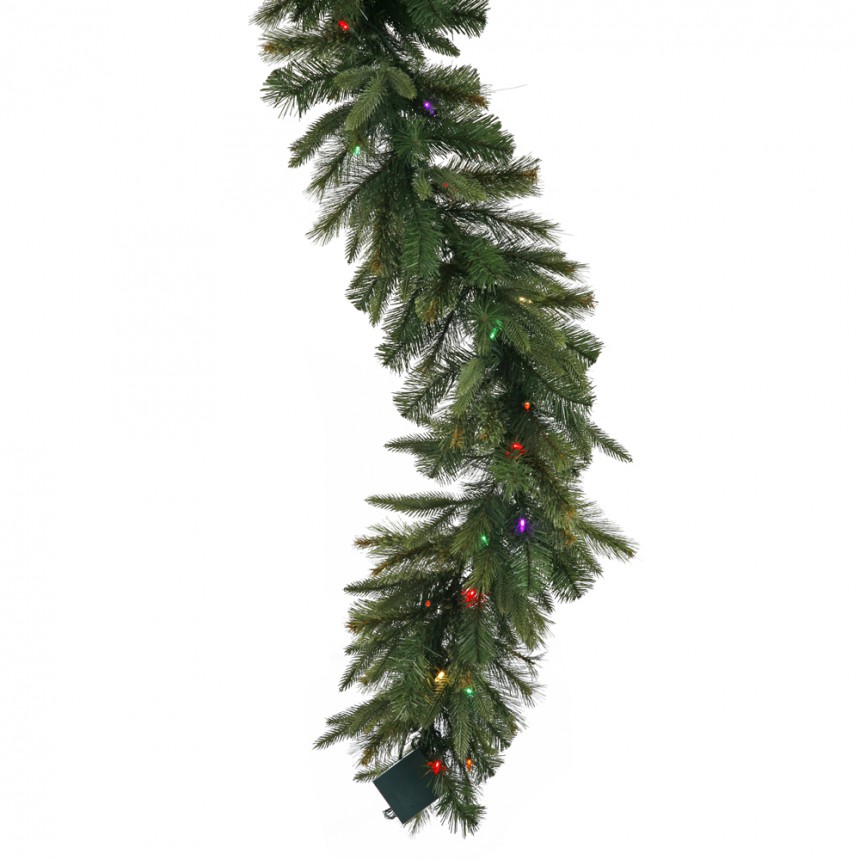 6 foot Cashmere Pine Garland with Multi-Colored Lights & Timer For Christmas 2014