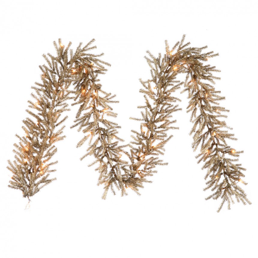 9 foot Mocha Garland with Clear Lights For Christmas 2014