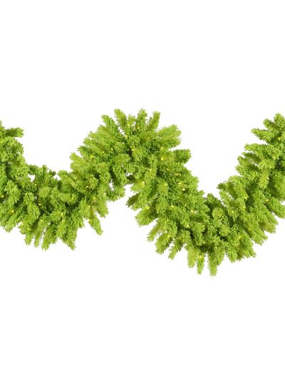 9 foot Flocked Lime Garland with Lime Lights For Christmas 2014