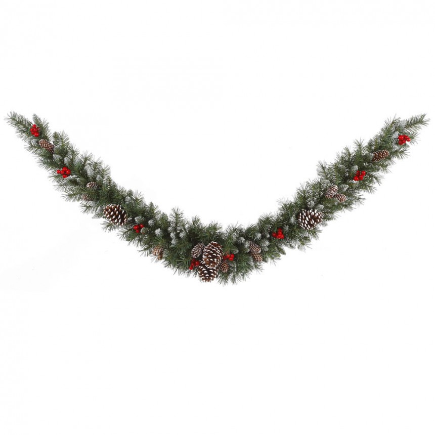 Frosted Tip Mixed Pine Swag Garland with Berries For Christmas 2014