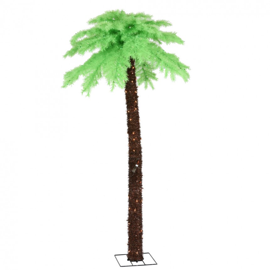 7 foot Chartreuse Palm Christmas Tree: Clear Mini Lights For Christmas 2014