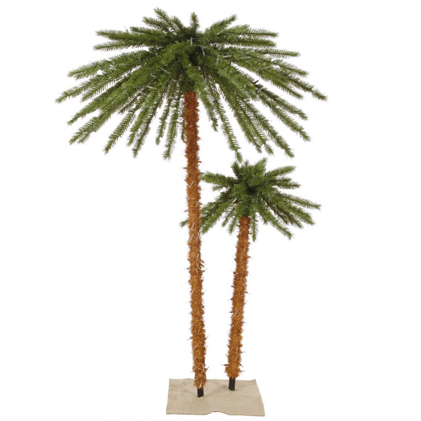 4 and 6 foot Outdoor Palm Christmas Tree with Clear Lights For Christmas 2014