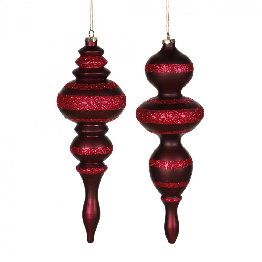 14 inch Matte-Glitter Christmas Finial Ornament (set of 2) For Christmas 2014