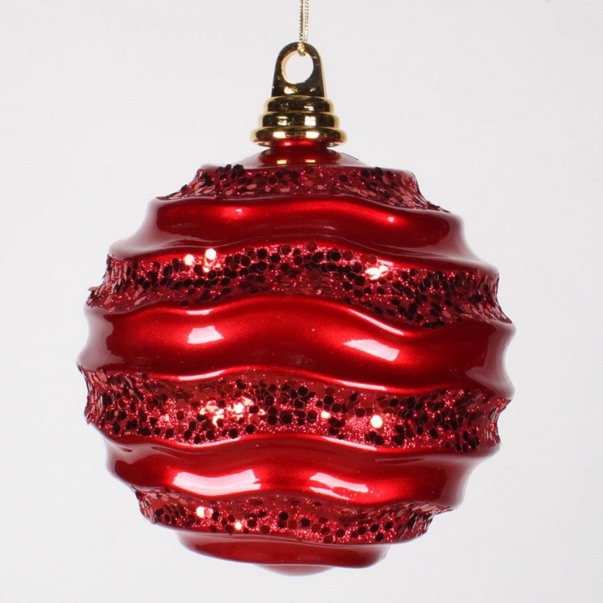 Christmas Candy Glitter Wave Ball Ornament For Christmas 2014