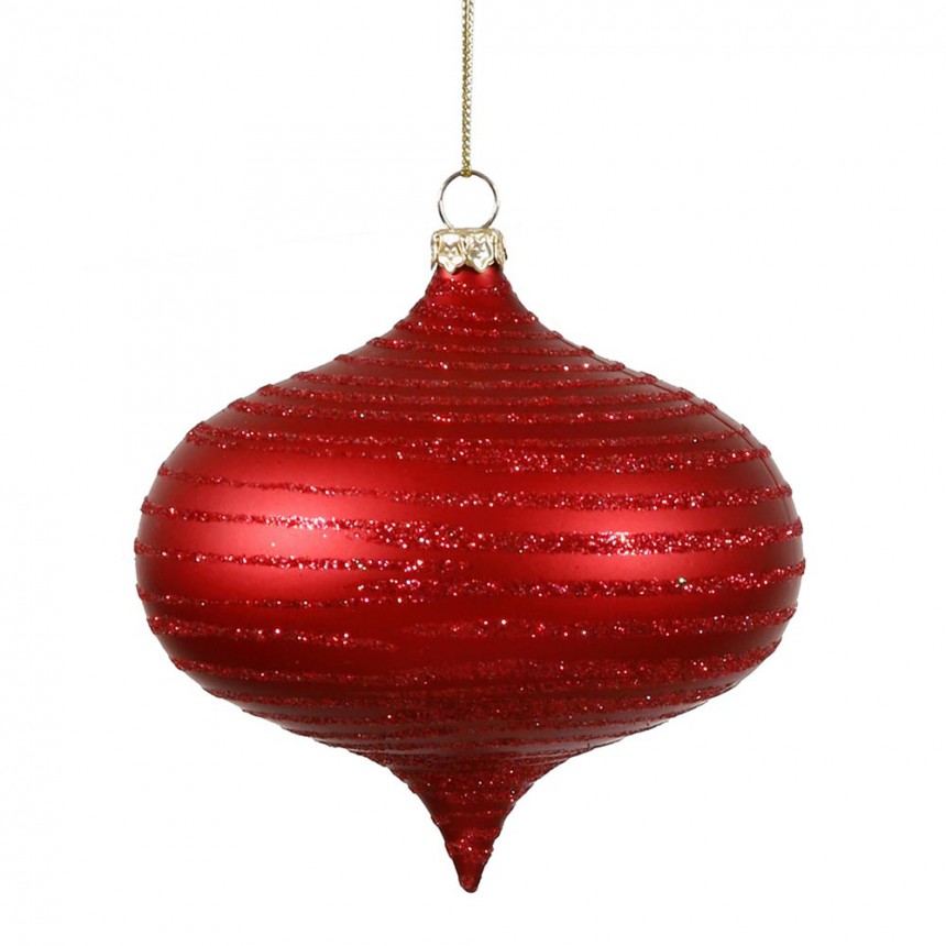 4 inch Plastic Matte Red Christmas Onion Drop Ornament For Christmas 2014
