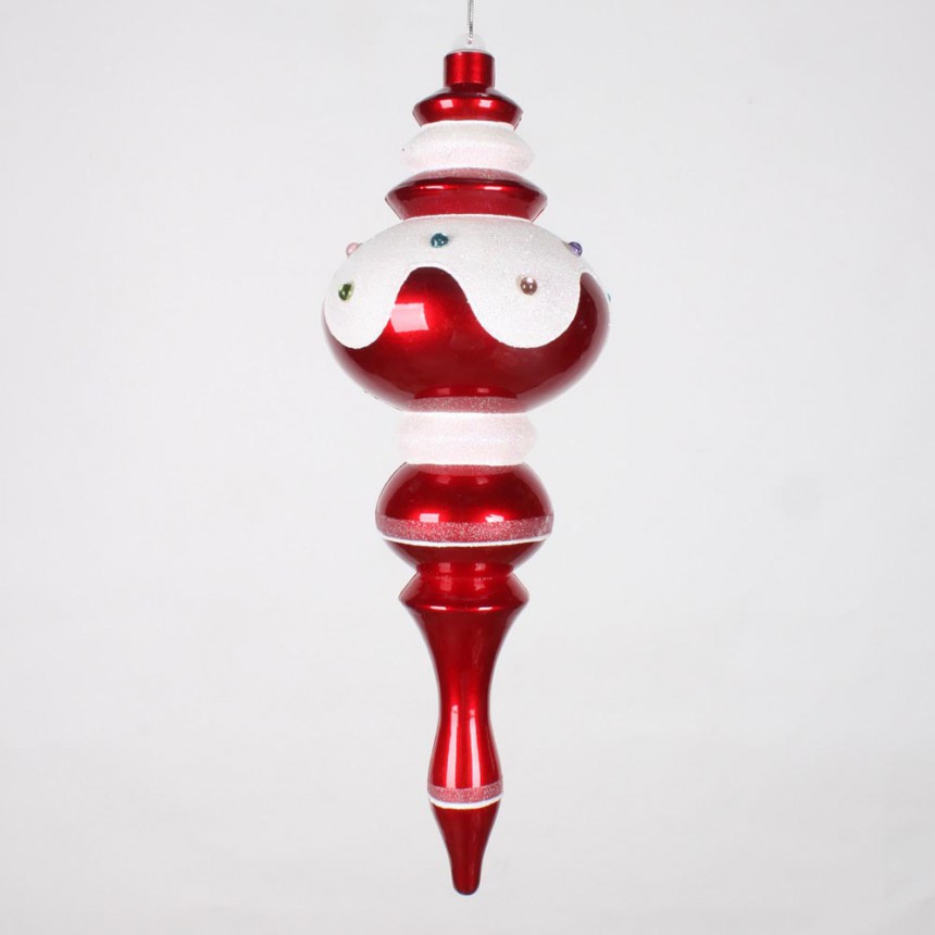 14 inch Red Candy Snow Jewel Christmas Finial Ornament For Christmas 2014