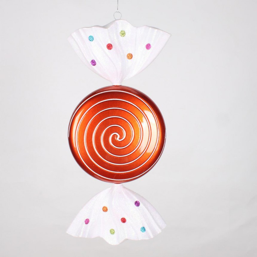 18.5 inch Orange Jewel Swirl Christmas Candy Ornament For Christmas 2014
