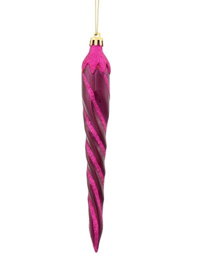 7.7 inch Eggplant Candy Glitter Christmas Icicle Ornament For Christmas 2014