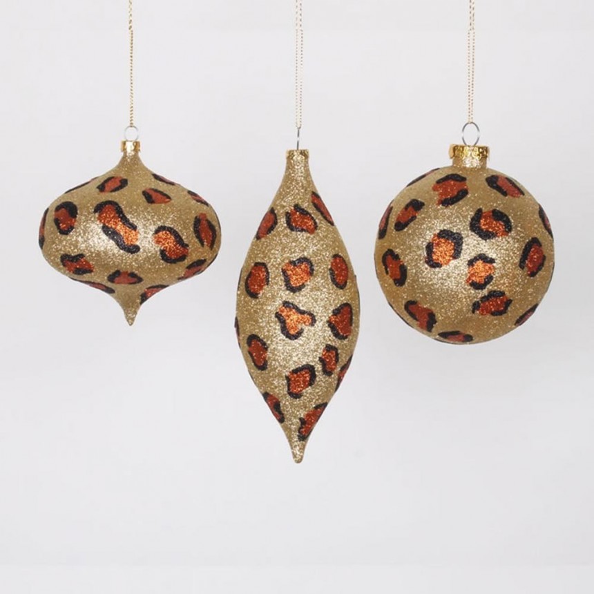 4 inch Cheetah Christmas Onion & Ball Ornaments (Set of 3) For Christmas 2014
