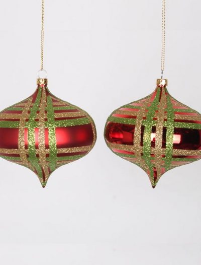 4 inch Glitter Christmas Onion Drop Ornament (Set of 4) For Christmas 2014
