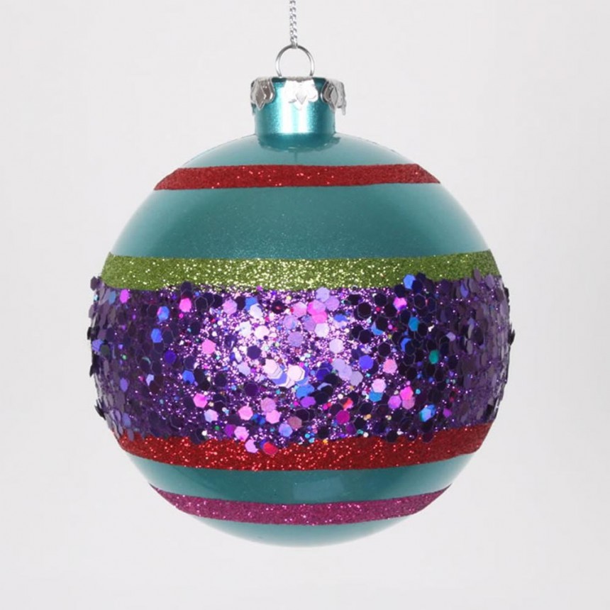 3.93 inch Candy Apple Teal Christmas Ball Ornament (Set of 4) For Christmas 2014