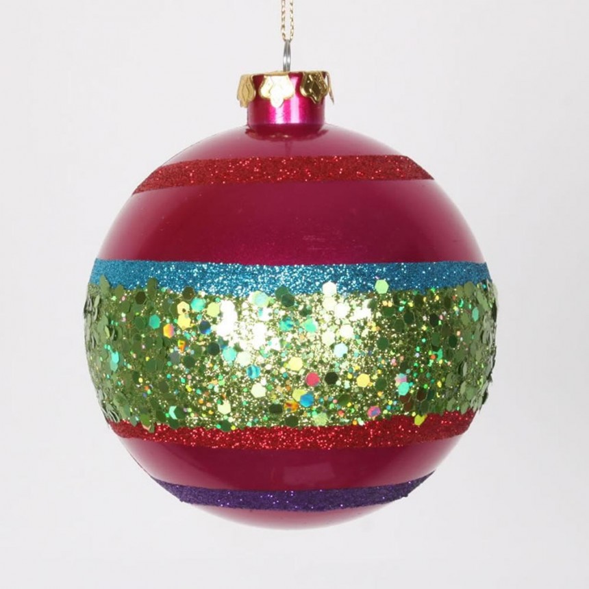 3.93 inch Candy Apple Cerise Christmas Ball Ornament (Set of 4) For Christmas 2014