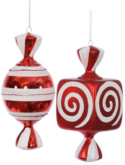 8 inch Red-White Fat Candy Christmas Ornament (Set of 2) For Christmas 2014