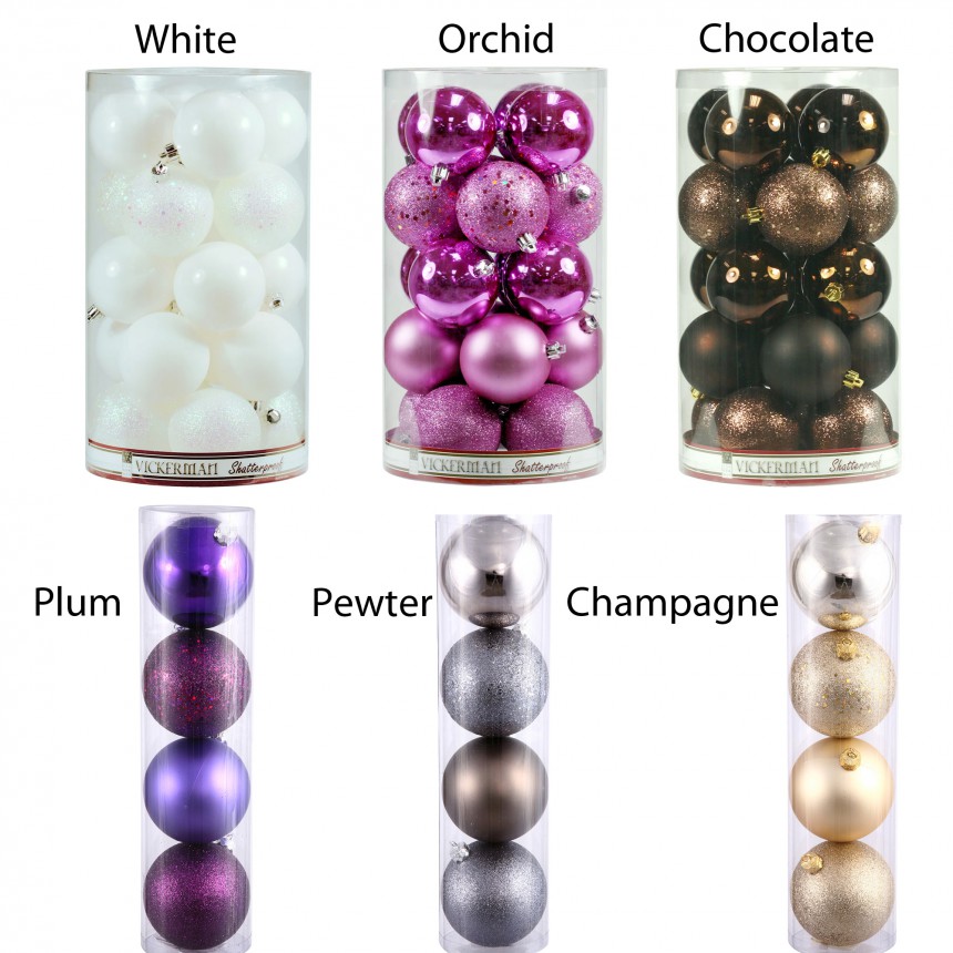4 inch Assorted Ball Ornaments (Box of 12 Balls) For Christmas 2014