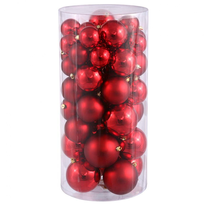 Shiny and Matte Ball Ornament Assortment (Box of 50 Balls) For Christmas 2014