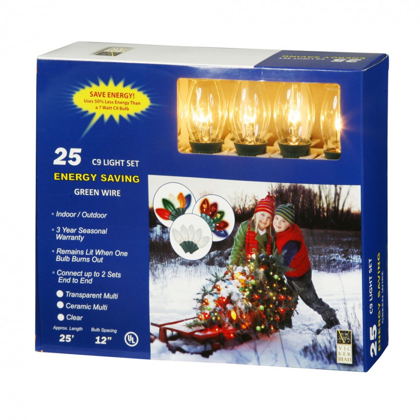 25 foot C9 Clear Light String For Christmas 2014