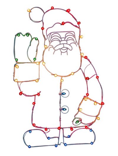 48 x 30 inch Waving Santa Wire Silhouette: C7 Lights For Christmas 2014