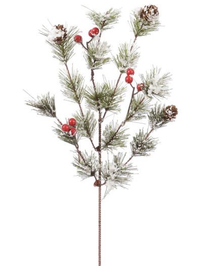 Artificial Snowy Monterey Pine Spray with Berries For Christmas 2014