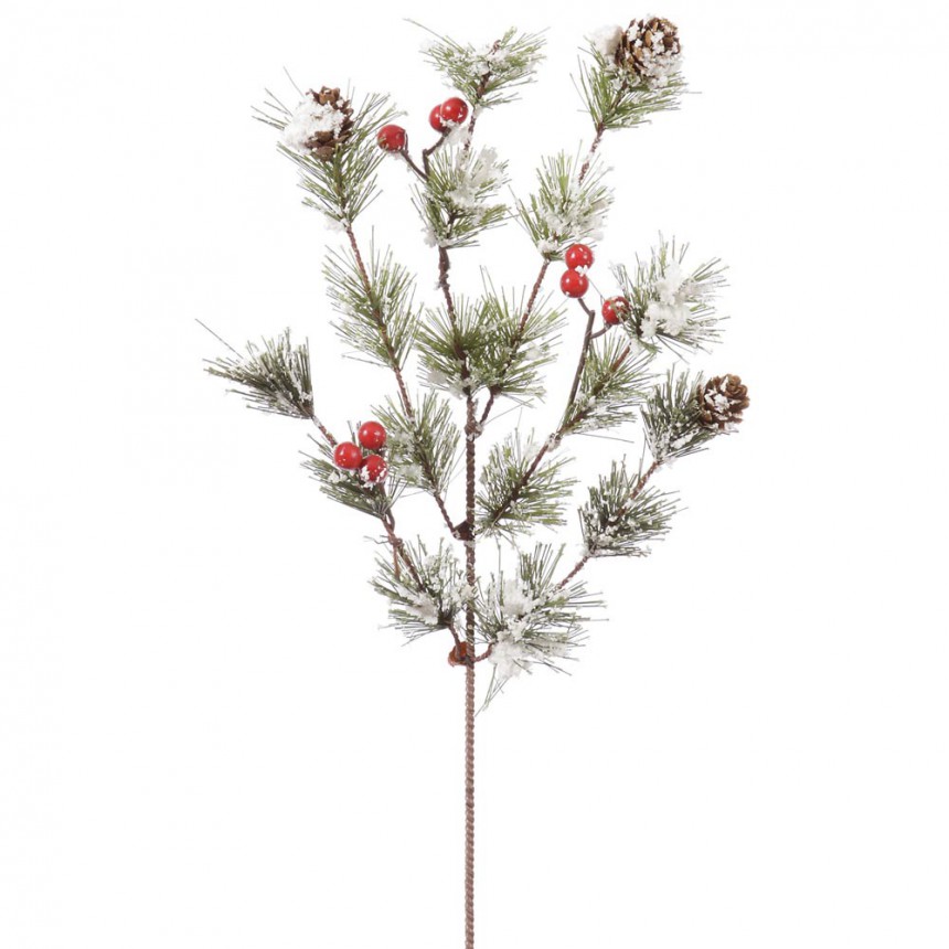 Artificial Snowy Monterey Pine Spray with Berries For Christmas 2014
