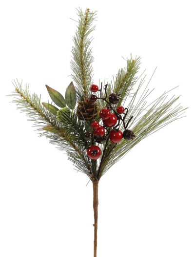 18 inch Mixed Red-Burgundy Berry and Pine Christmas Pick For Christmas 2014