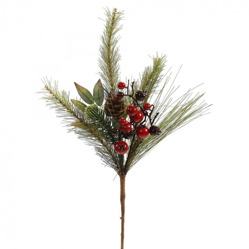 18 inch Mixed Red-Burgundy Berry and Pine Christmas Pick For Christmas 2014