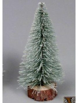 9 inch Flocked Village Christmas Tree in Wood Stand For Christmas 2014